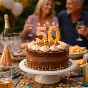 50th birthday celebration cake.